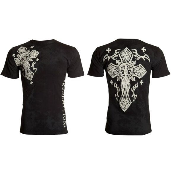 ARCHAIC by AFFLICTION Black FATAL COURSE Short Sleeve Slim Fit Y2K T-shirt NWT - Picture 1 of 9